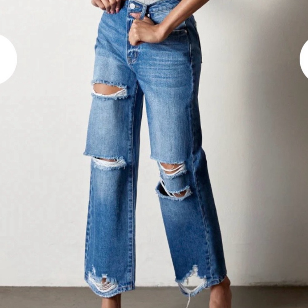 NWT Insane Genes Destructed Straight Fit Jeans sz 5 (26) perfect for a fall day - Picture 2 of 4